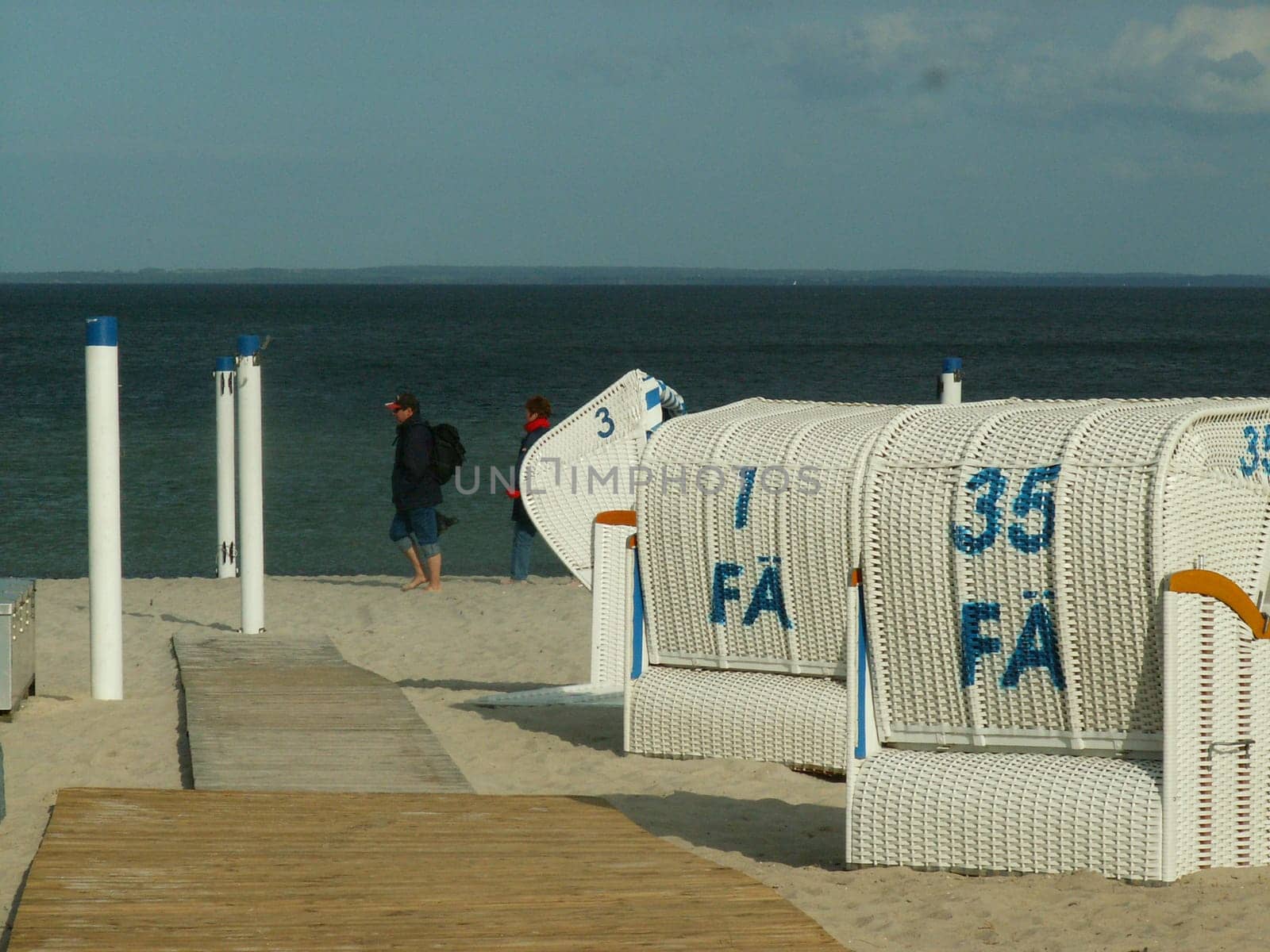 Beach chairs blue white
