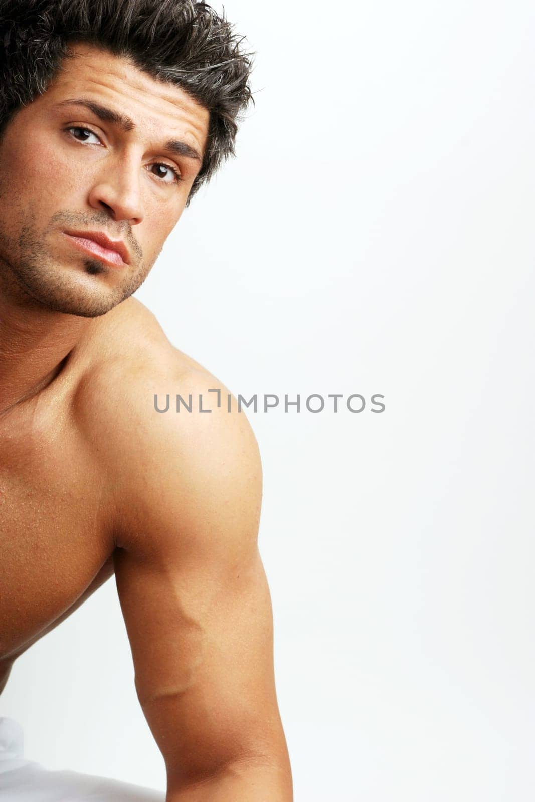 Man with naked torso