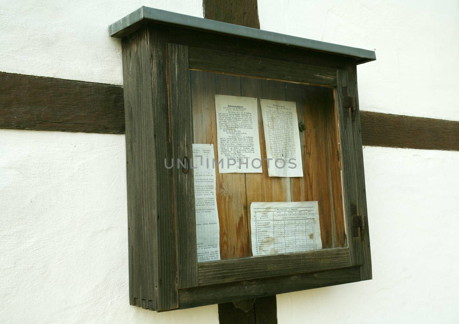 Old notice box on a half-timbered house