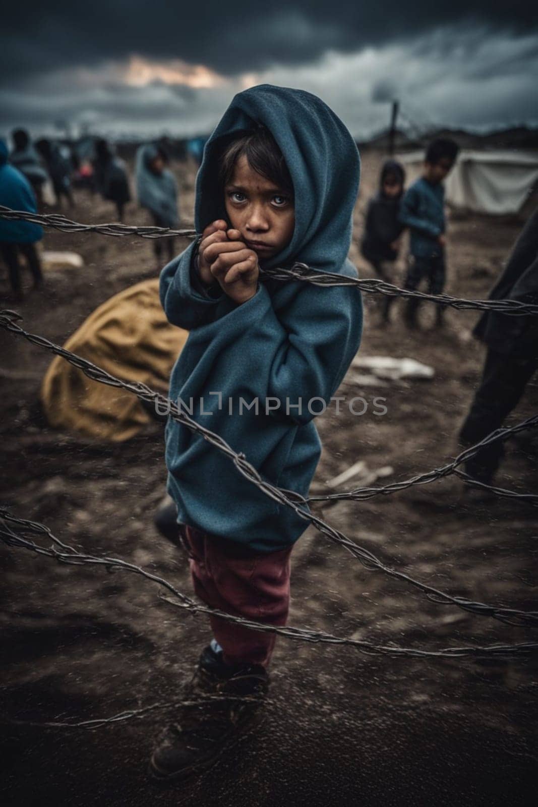 dirty face deep look sad children at refugee camp, war, climate change, and global politics concept by verbano