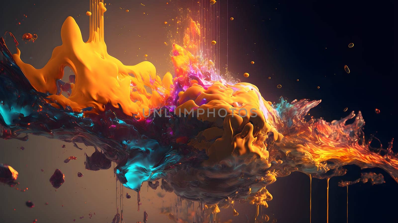 abstract colorful explosion on black background, neural network generated art. Digitally generated image. Not based on any actual person, scene or pattern.