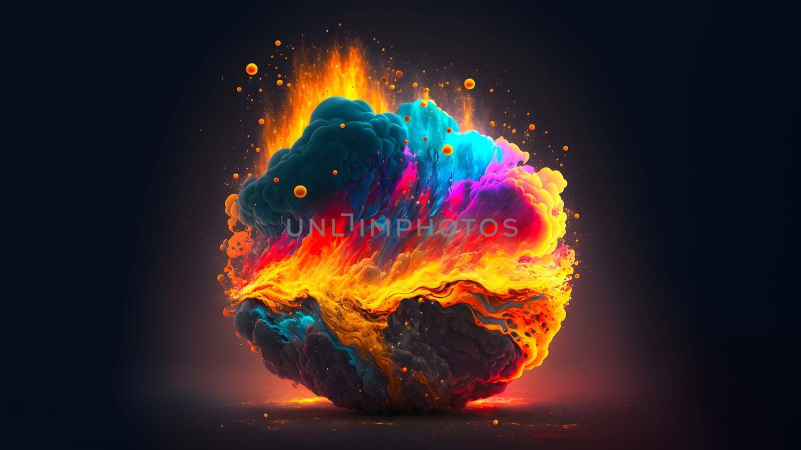 abstract colorful explosion on black background, neural network generated art by z1b