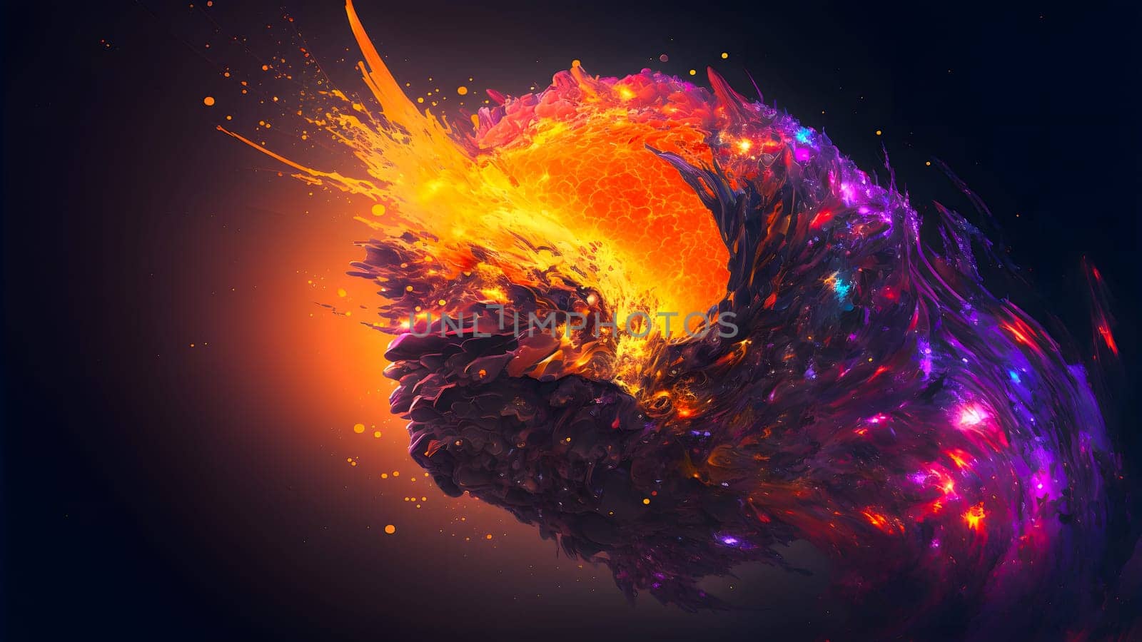 abstract colorful explosion on black background, neural network generated art by z1b