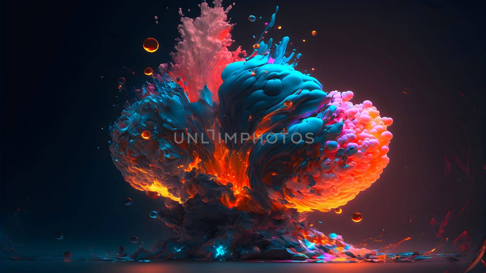 abstract colorful explosion on black background, neural network generated art. Digitally generated image. Not based on any actual person, scene or pattern.