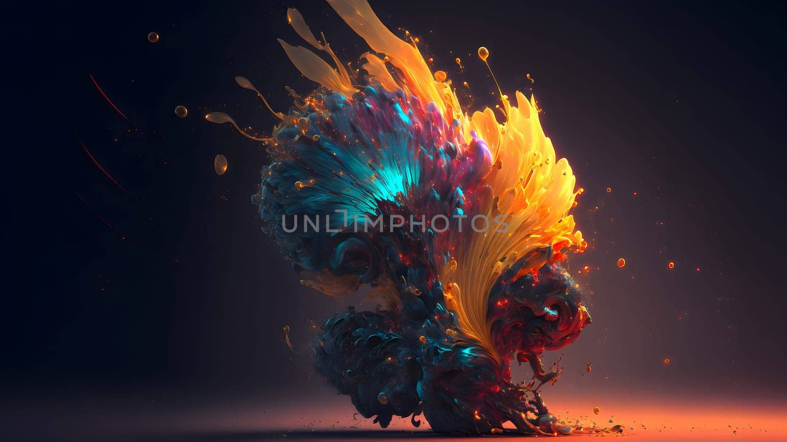 abstract colorful explosion on black background, neural network generated art. Digitally generated image. Not based on any actual person, scene or pattern.