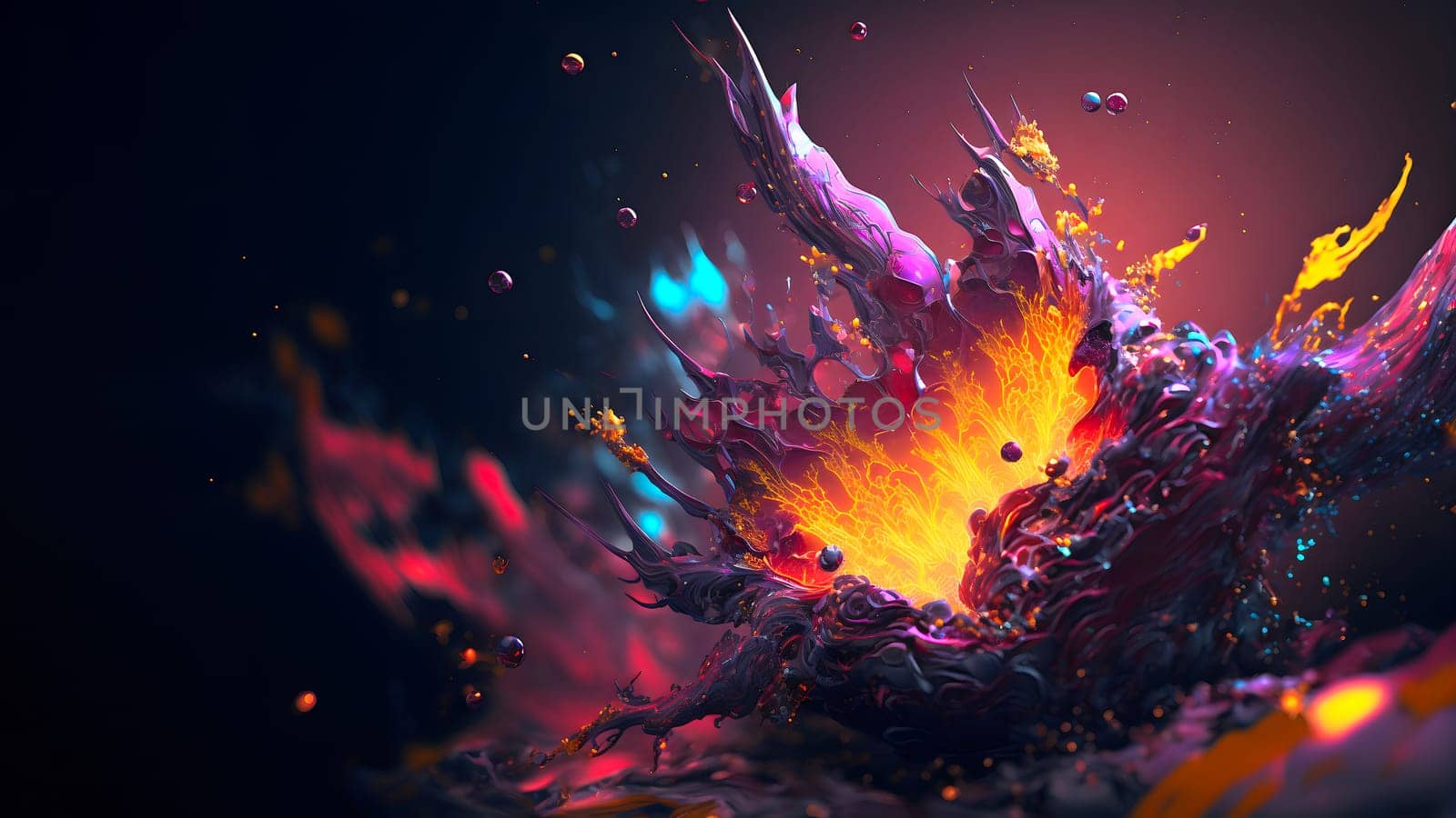 abstract colorful explosion on black background, neural network generated art by z1b