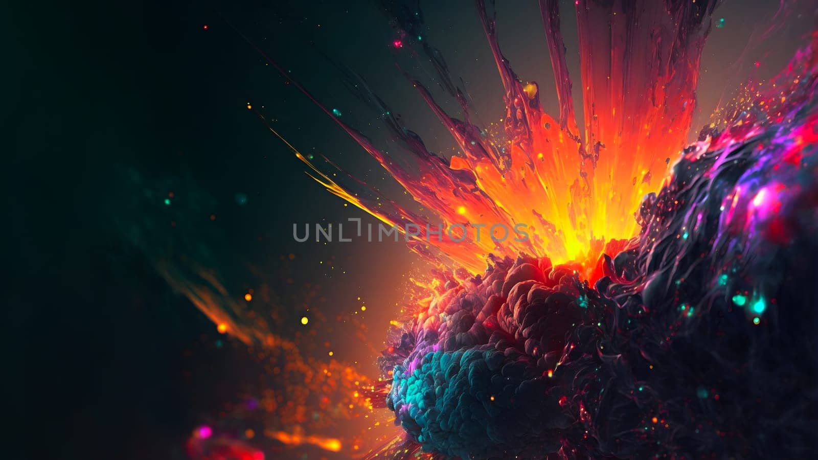 abstract colorful explosion on black background, neural network generated art by z1b