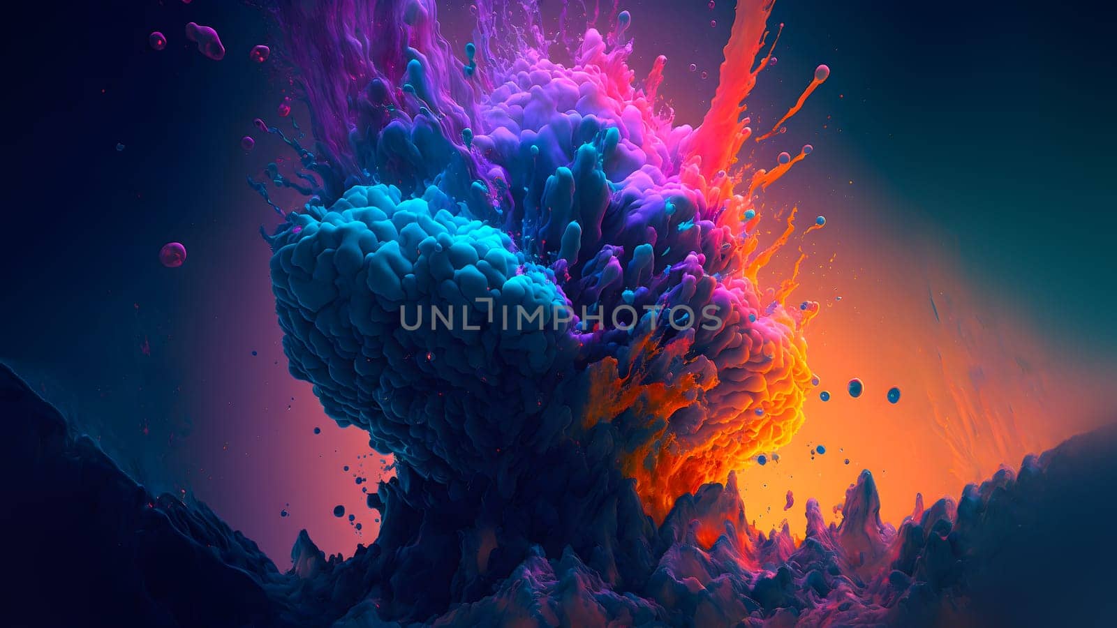 abstract colorful explosion on black background, neural network generated art. Digitally generated image. Not based on any actual person, scene or pattern.