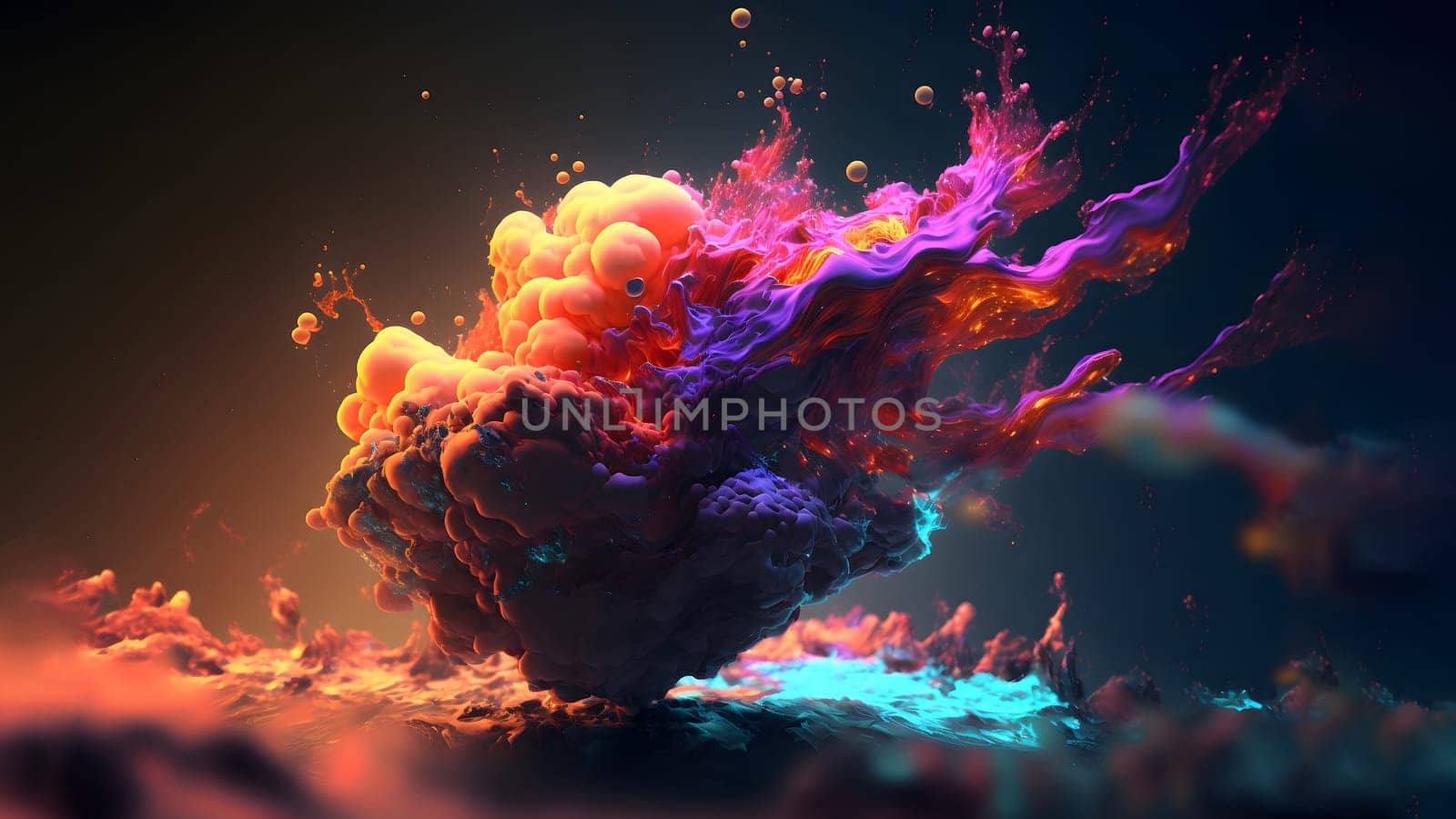 abstract colorful explosion on black background, neural network generated art. Digitally generated image. Not based on any actual person, scene or pattern.