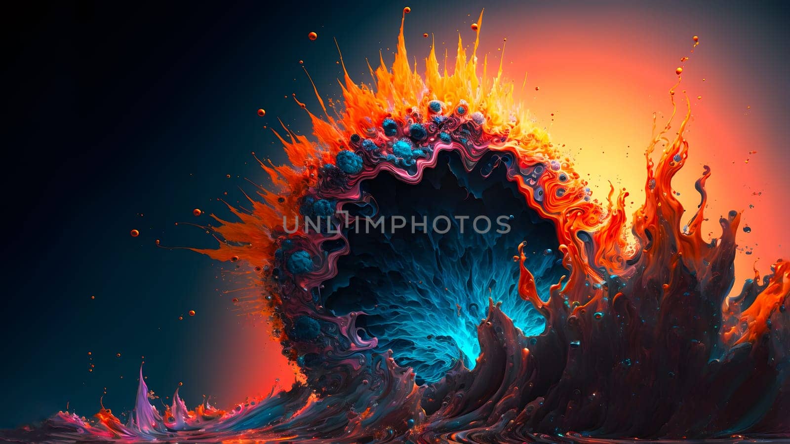 abstract colorful explosion on black background, neural network generated art. Digitally generated image. Not based on any actual person, scene or pattern.