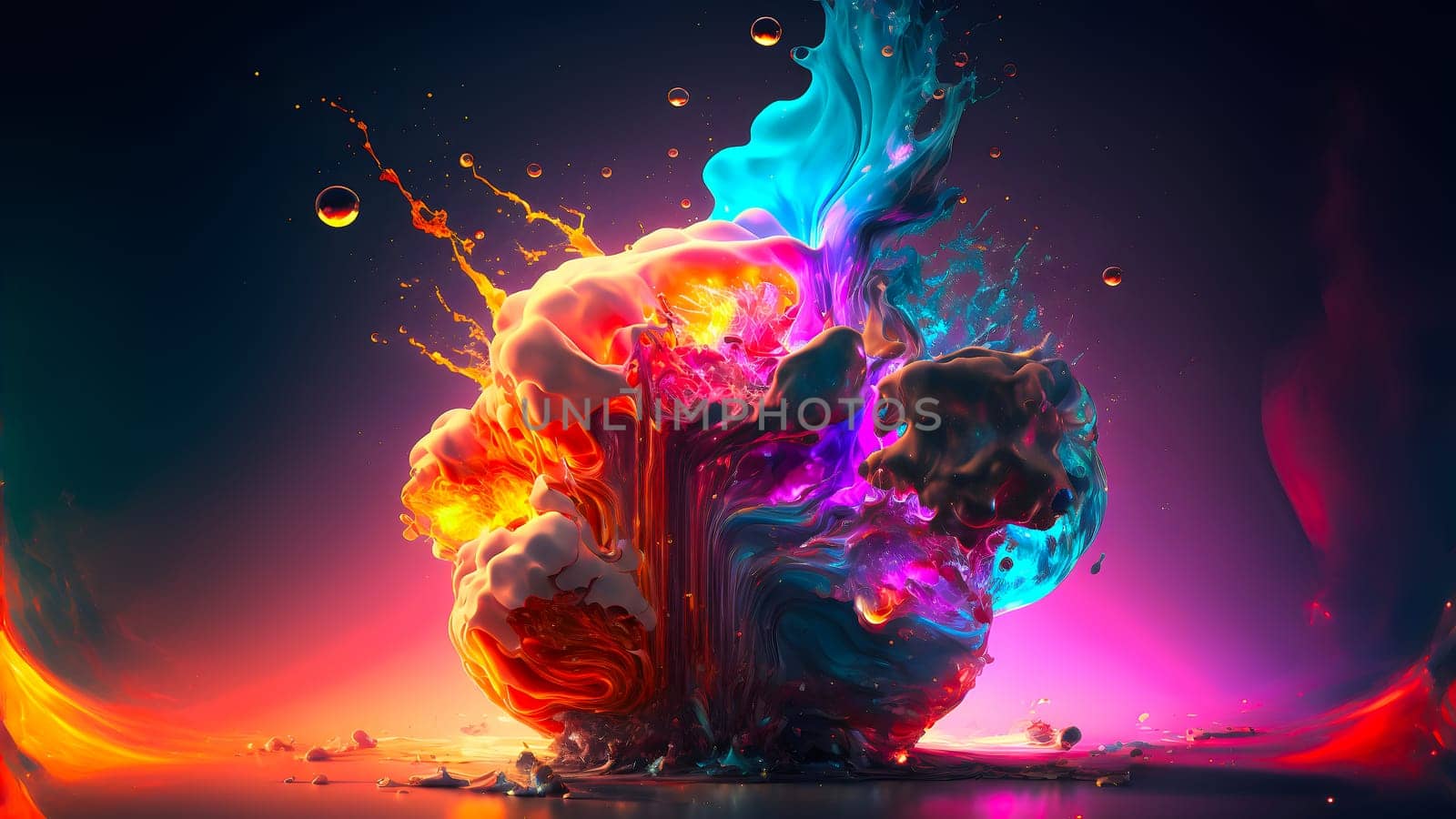 abstract colorful explosion on black background, neural network generated art. Digitally generated image. Not based on any actual person, scene or pattern.