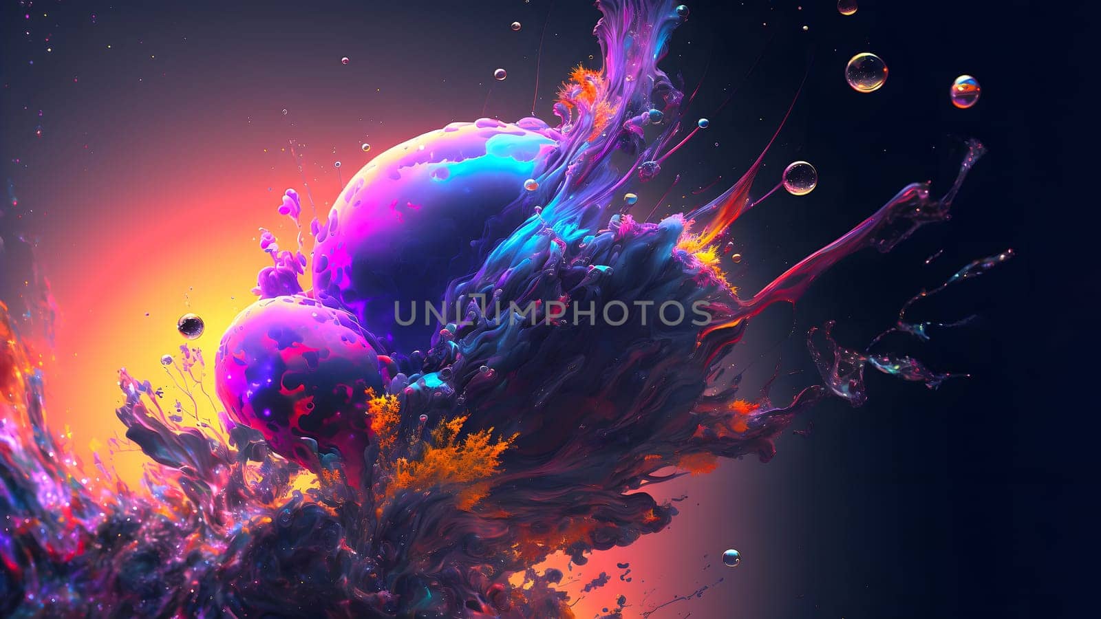 abstract colorful explosion on black background, neural network generated art. Digitally generated image. Not based on any actual person, scene or pattern.