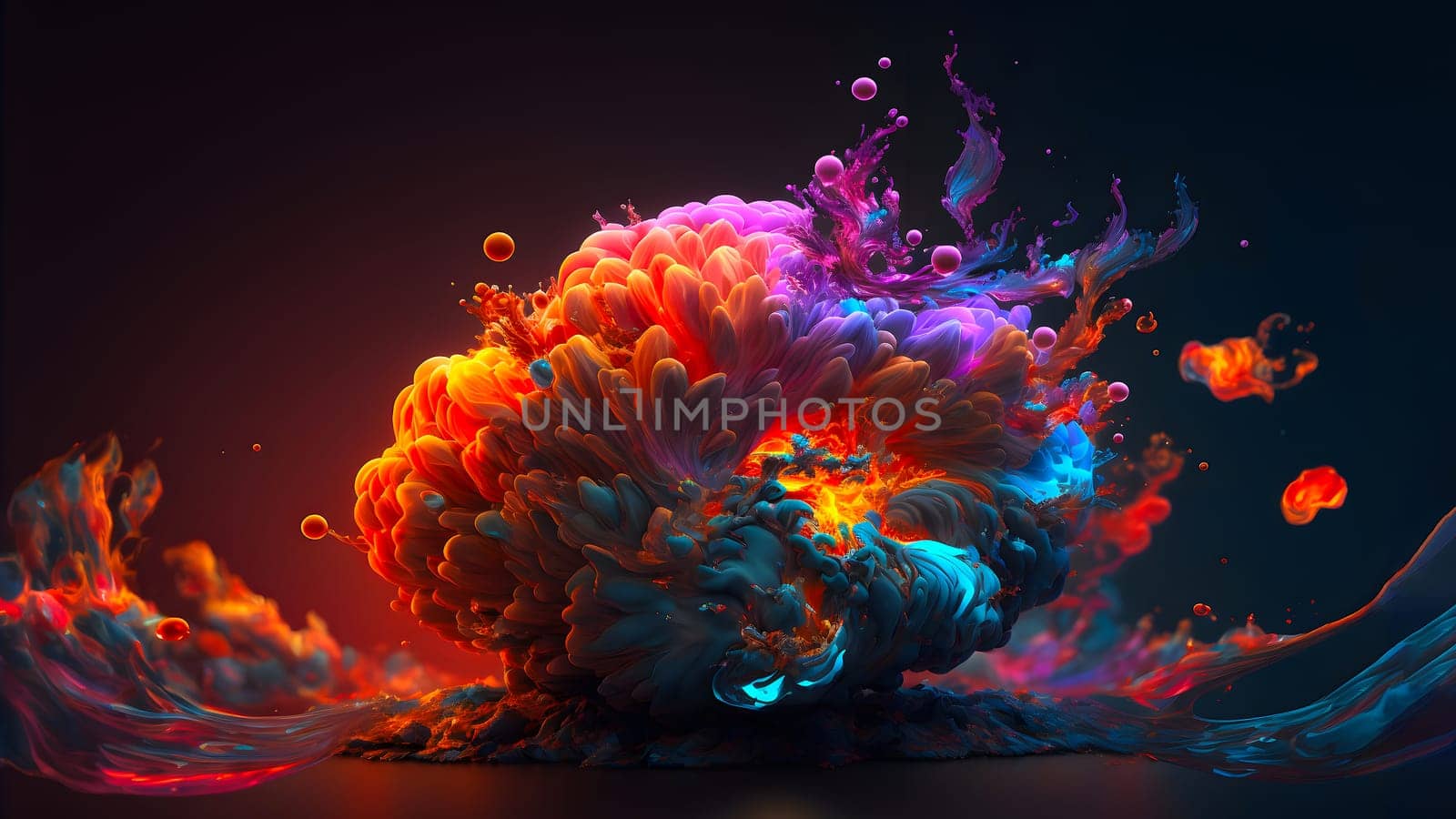 abstract colorful explosion on black background, neural network generated art. Digitally generated image. Not based on any actual person, scene or pattern.
