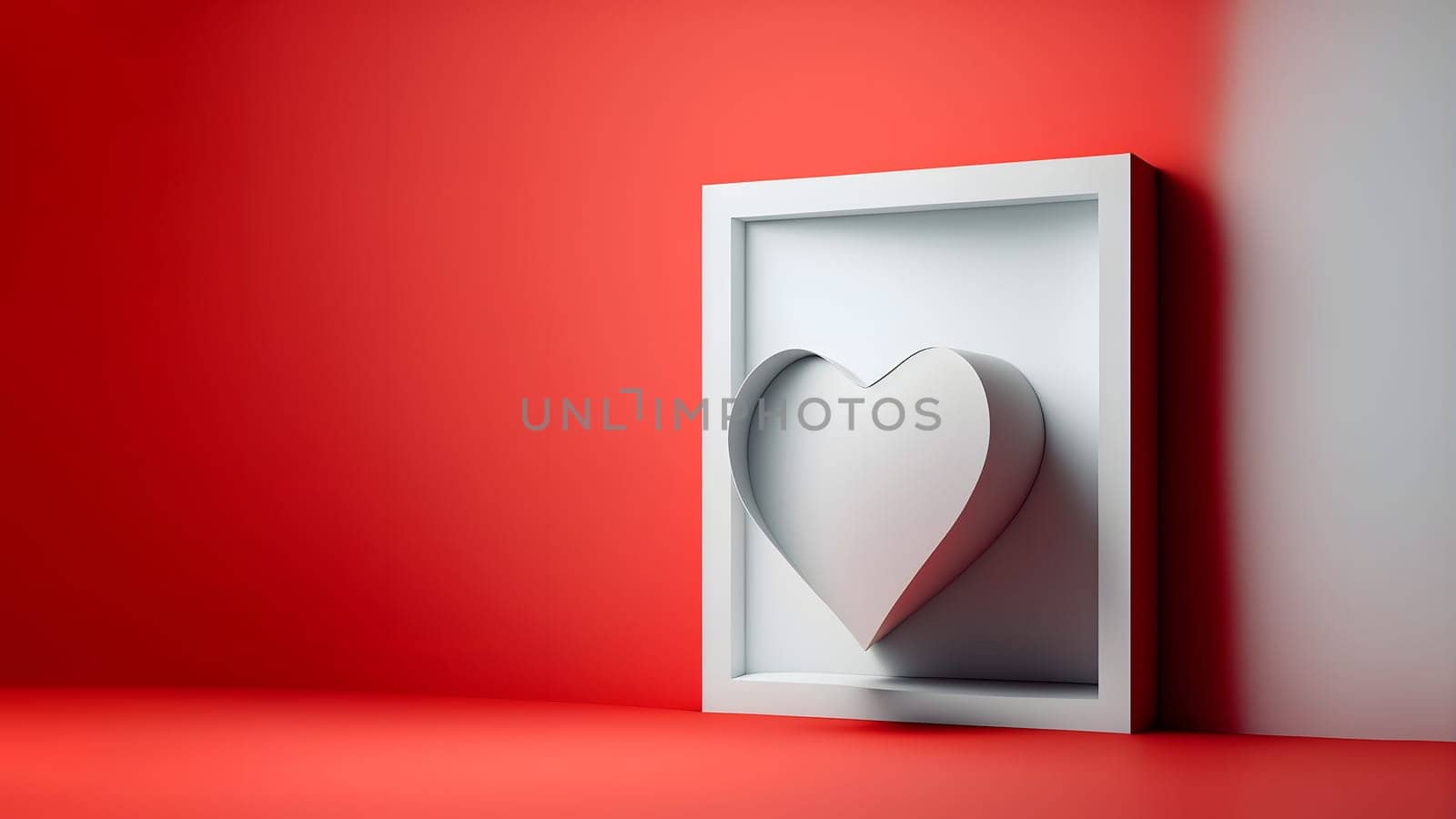 minimalistic valentines day background with heart symbol, neural network generated art. Digitally generated image. Not based on any actual person, scene or pattern.