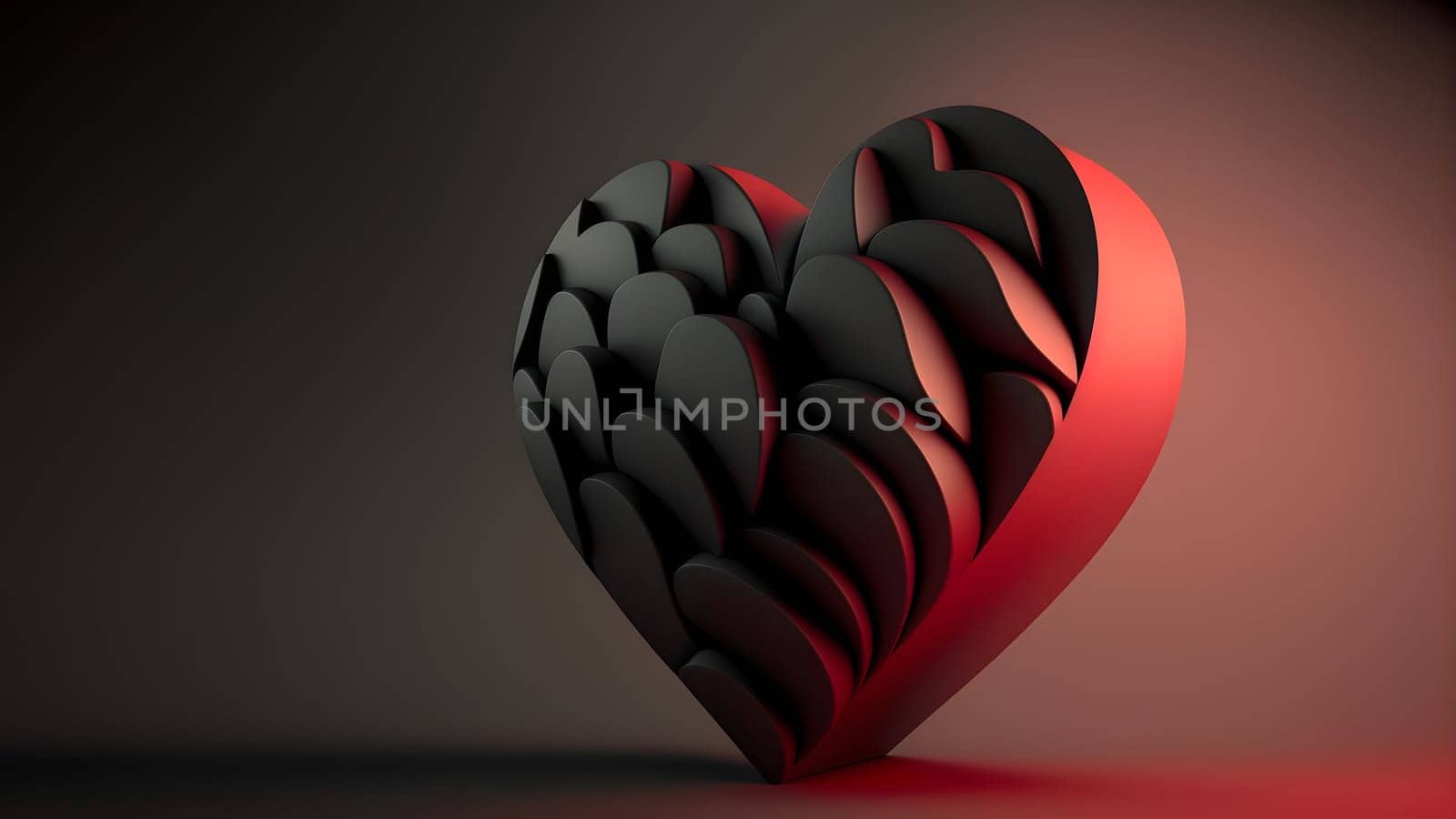 minimalistic valentines day background with heart symbol, neural network generated art. Digitally generated image. Not based on any actual person, scene or pattern.