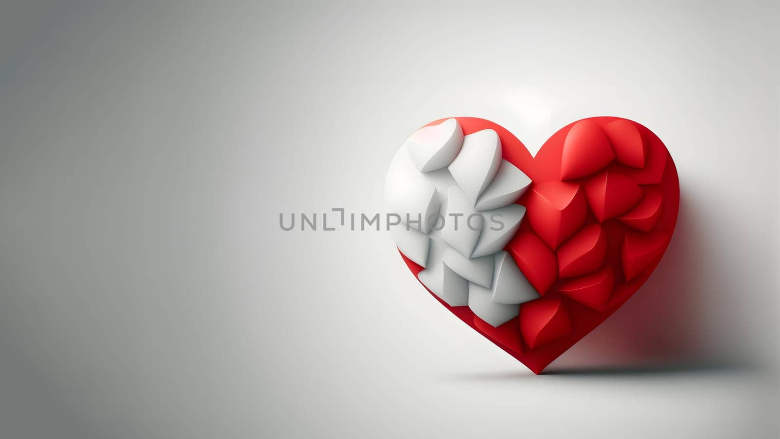 minimalistic valentines day background with heart symbol, neural network generated art. Digitally generated image. Not based on any actual person, scene or pattern.