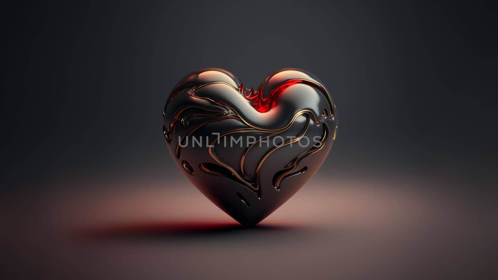 minimalistic dark valentines day background with heart symbol, neural network generated art. Digitally generated image. Not based on any actual person, scene or pattern.