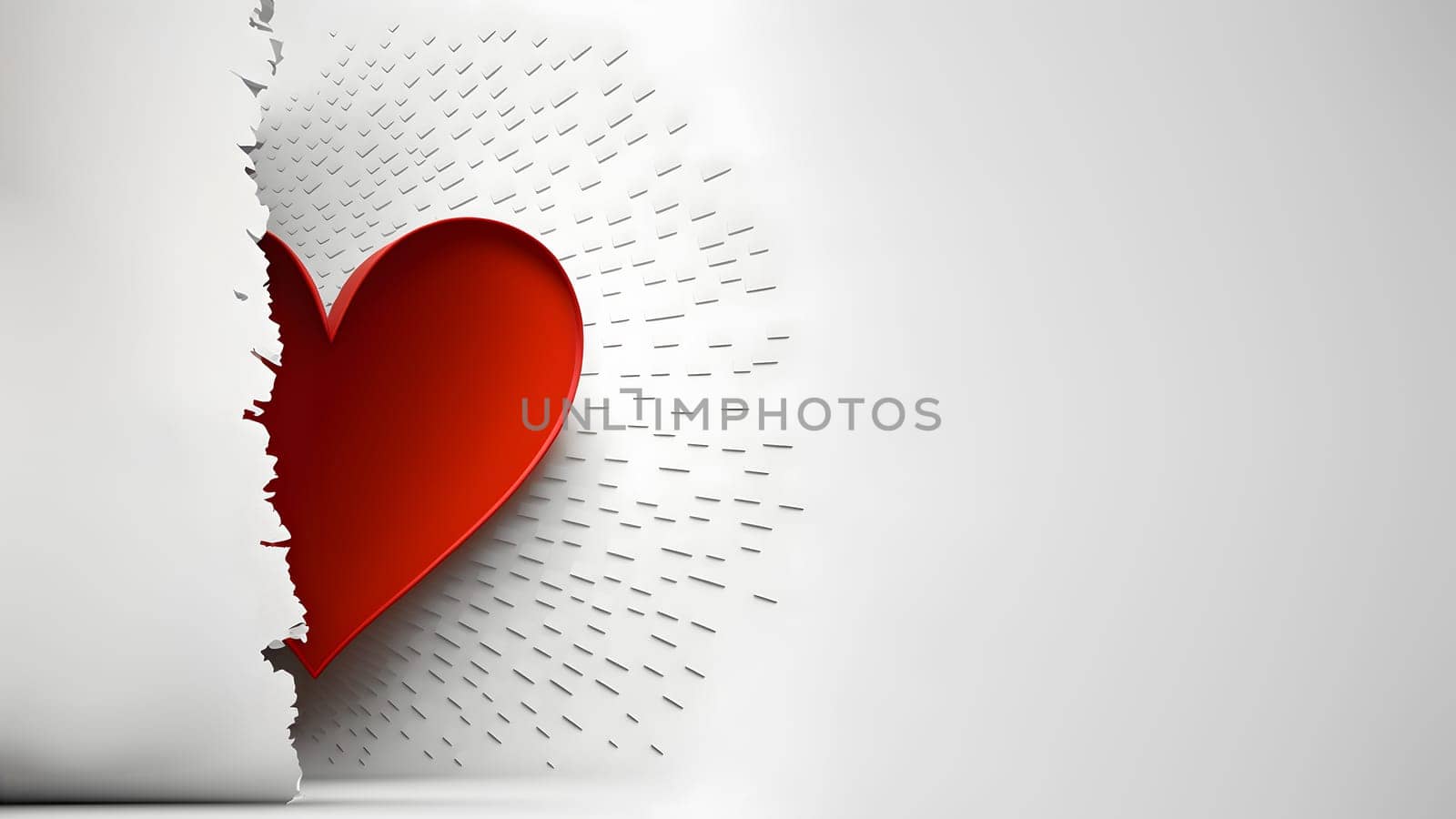 minimalistic valentines day background with heart symbol and copy space, neural network generated art. Digitally generated image. Not based on any actual person, scene or pattern.