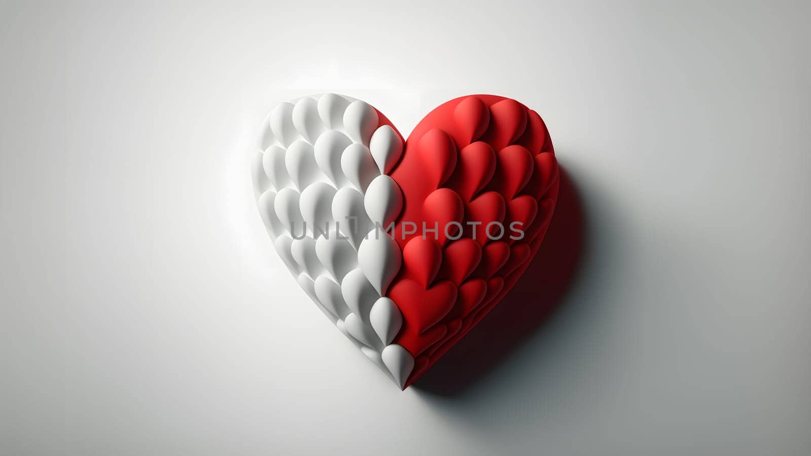 minimalistic valentines day background with heart symbol, neural network generated art. Digitally generated image. Not based on any actual person, scene or pattern.