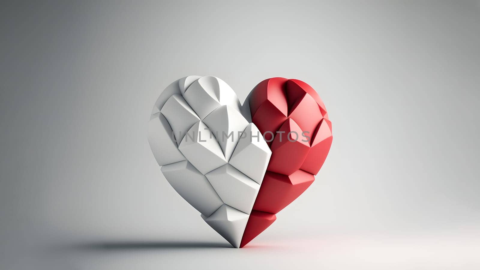 minimalistic valentines day background with heart symbol, neural network generated art. Digitally generated image. Not based on any actual person, scene or pattern.