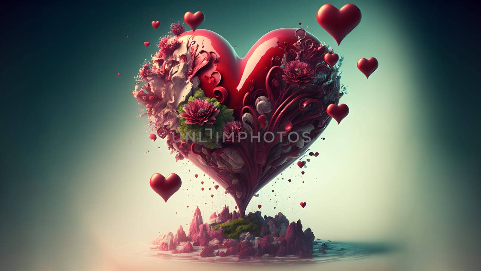 minimalistic valentines day heart symbol, neural network generated art. Digitally generated image. Not based on any actual person, scene or pattern.