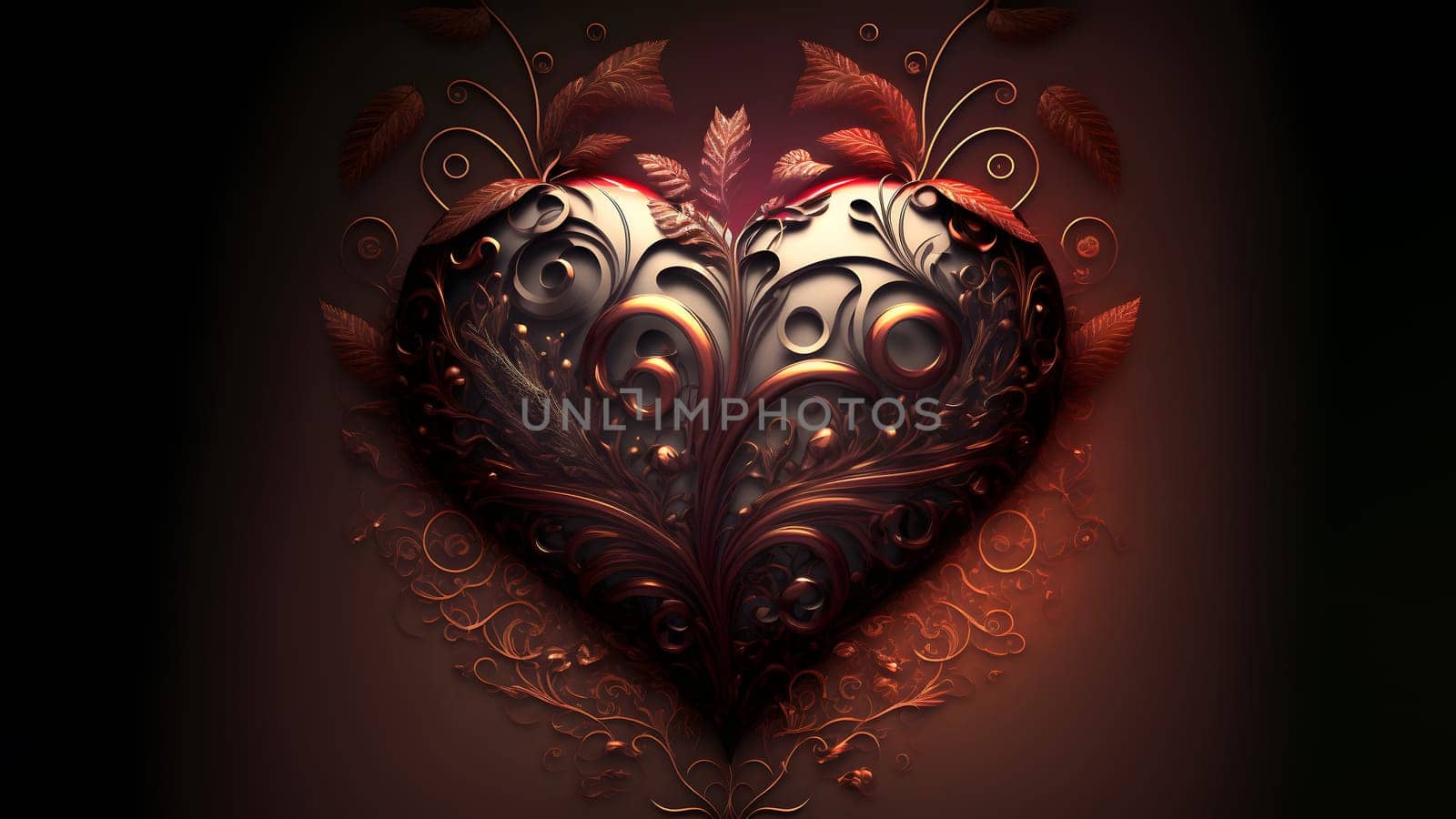 dark valentines day ornate fantasy heart symbol, neural network generated art by z1b