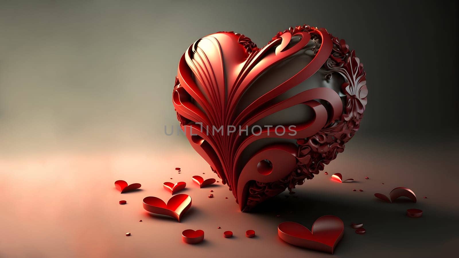 dark valentines day ornate fantasy heart symbol, neural network generated art by z1b