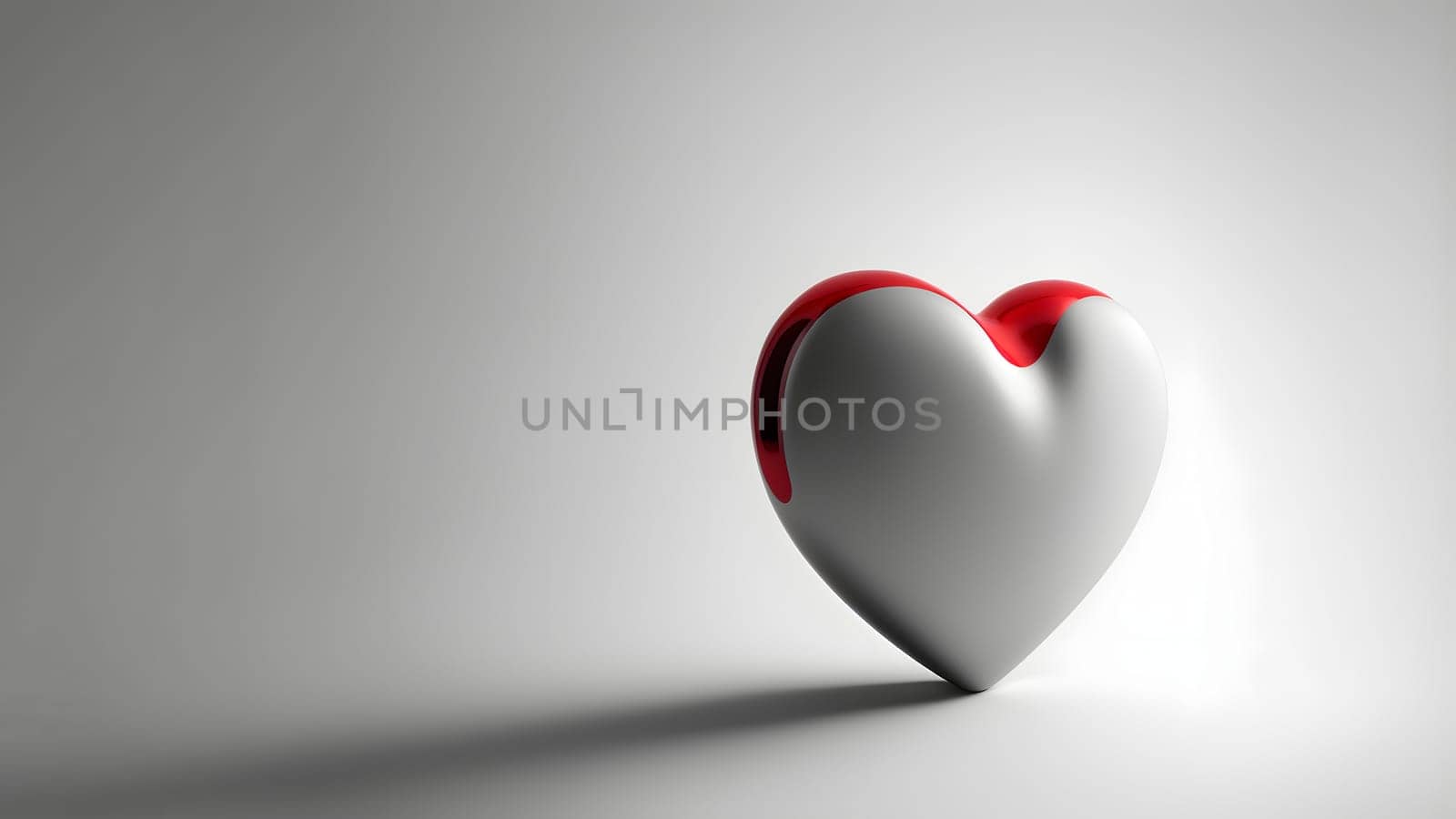 minimalistic valentines day background with heart symbol copy space at the left side, neural network generated art. Digitally generated image. Not based on any actual person, scene or pattern.