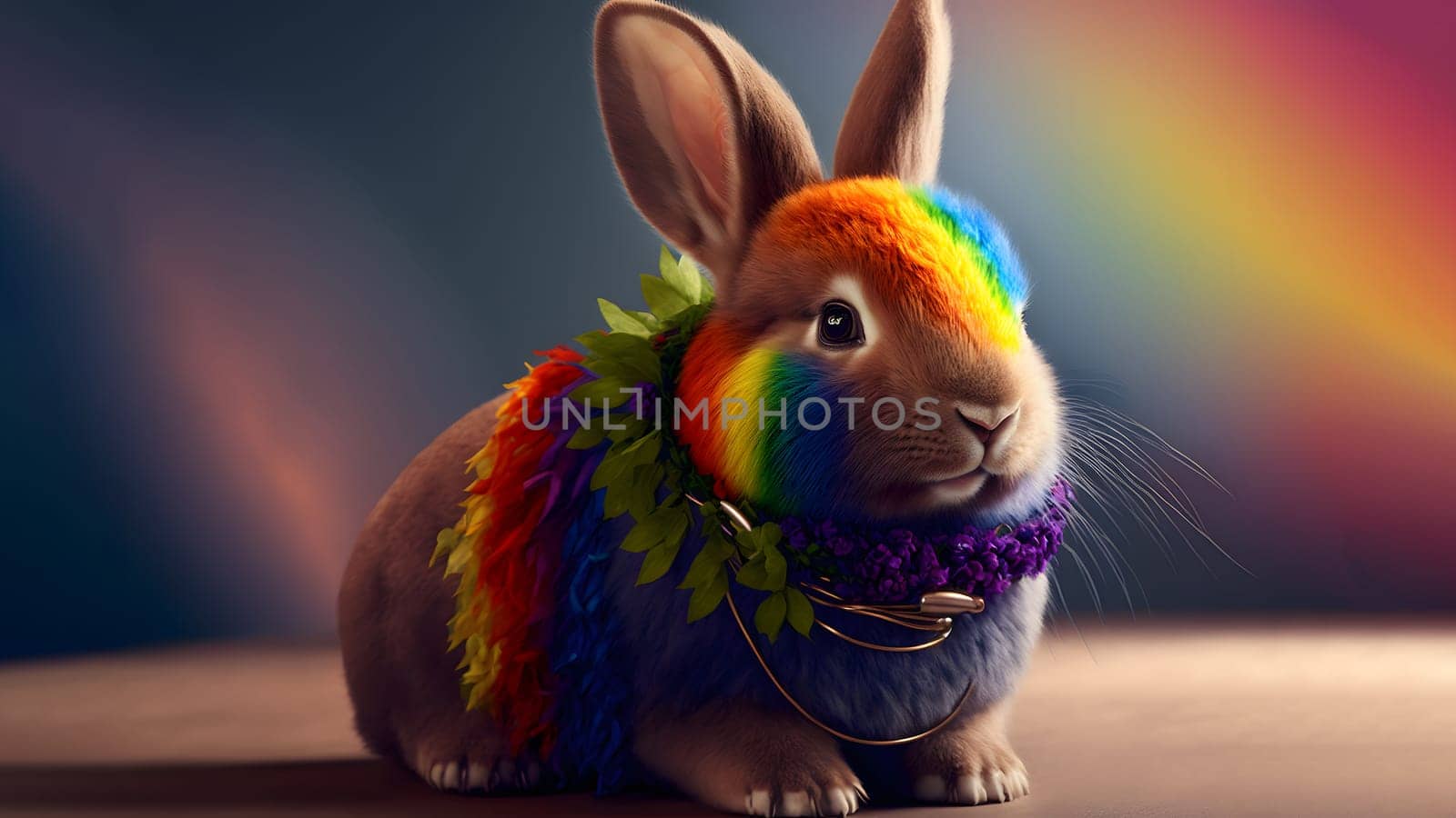 rabbit with rainbow colored fur, neural network generated art by z1b