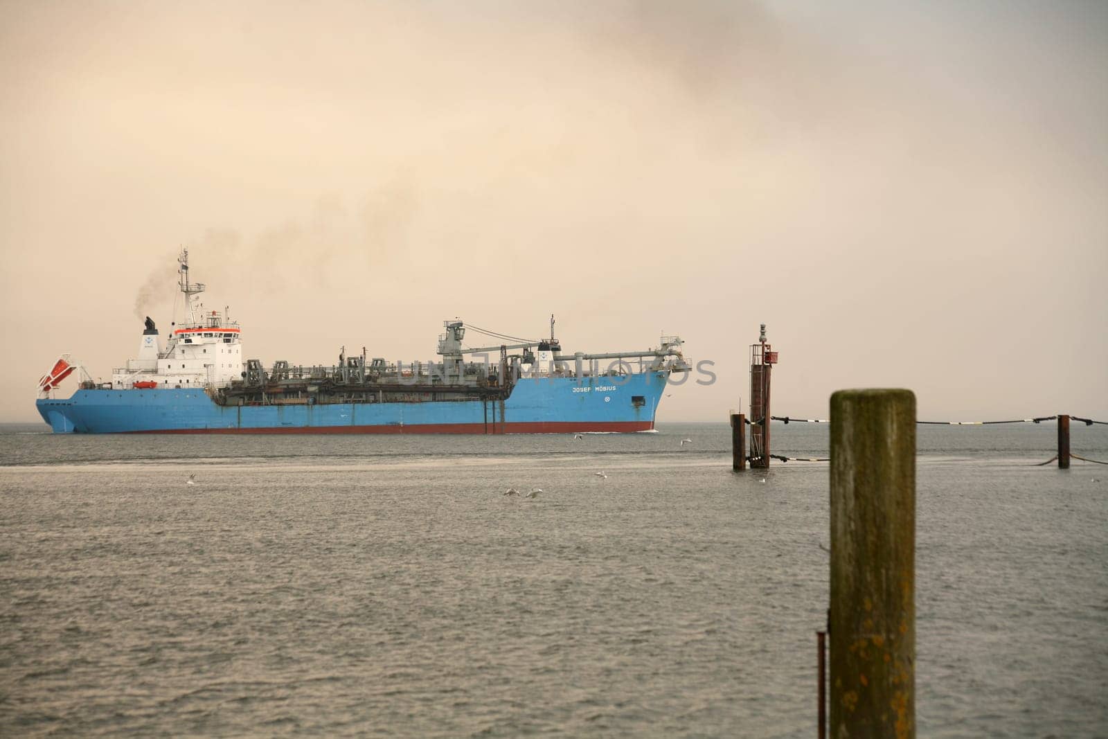 Suction dredger in the fairway off Cuxhaven
