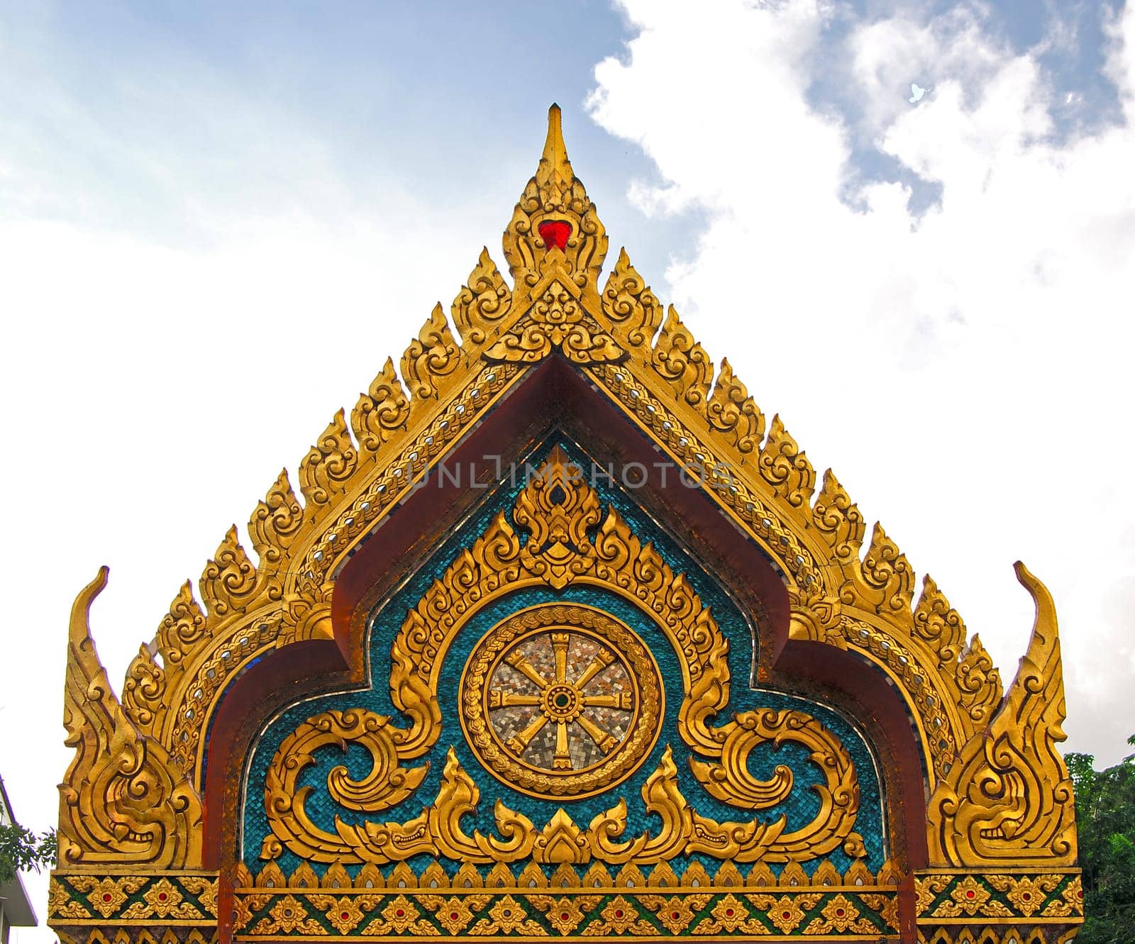 Gable of a Buddhist temple Bangkok Thailand