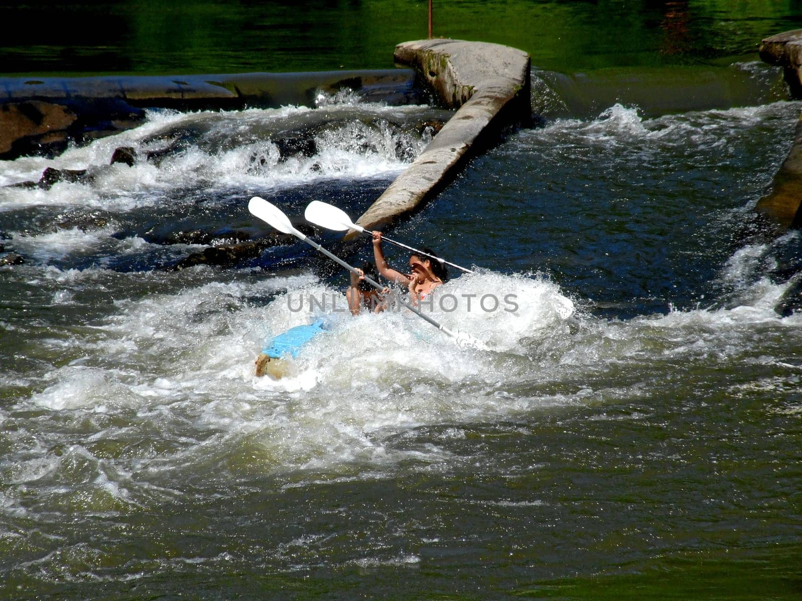 Two-person kayak in a whirlpool