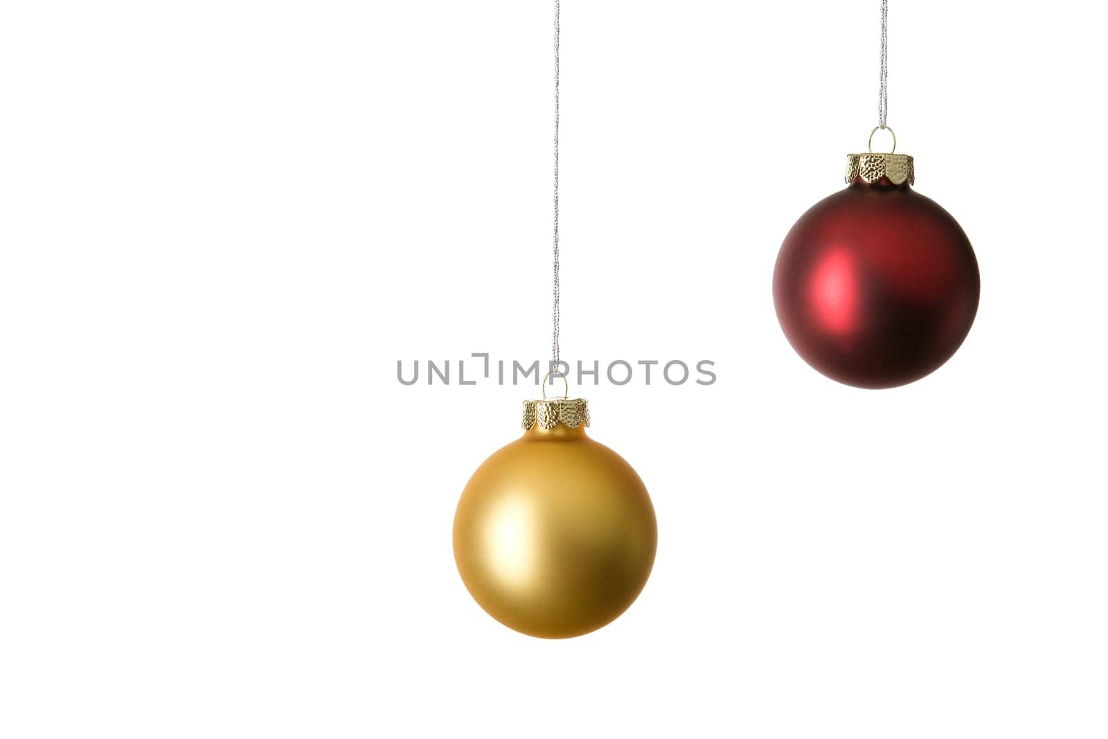 Two baubles,gold and red