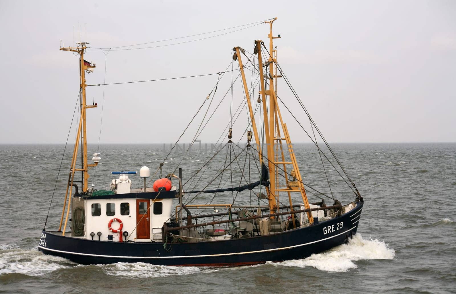 Fishing boat in the North Sea off Cuxhaven