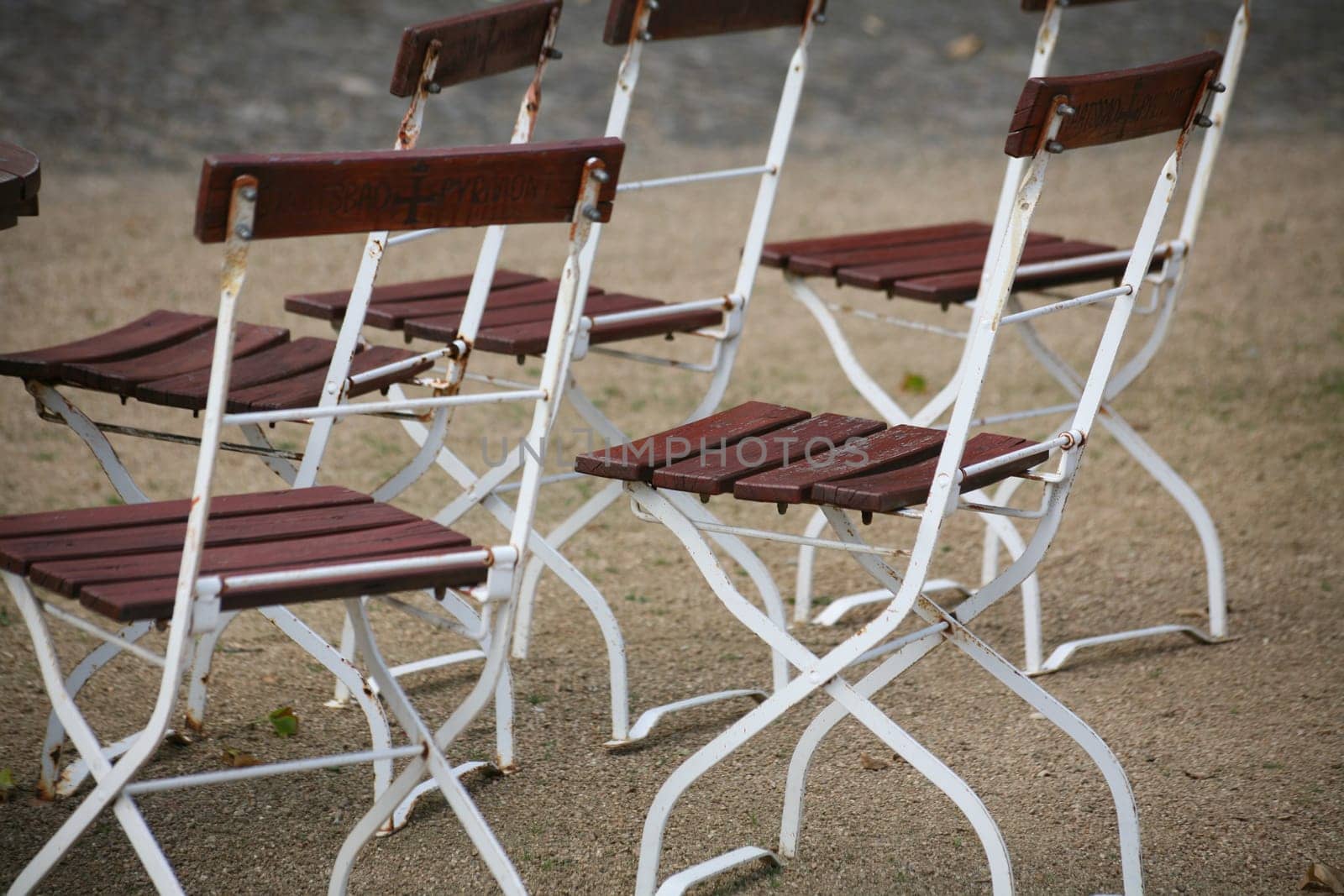 Folding chairs in a garden