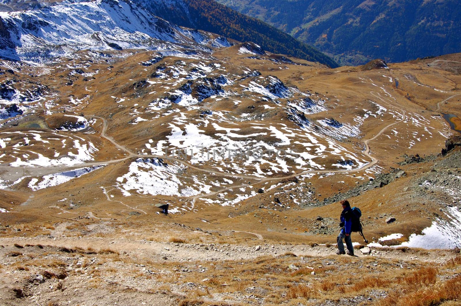 Hiking in the high mountains Valais Switzerland
