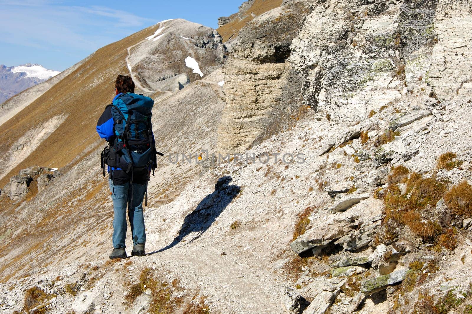 Hiking in the high mountains Valais Switzerland