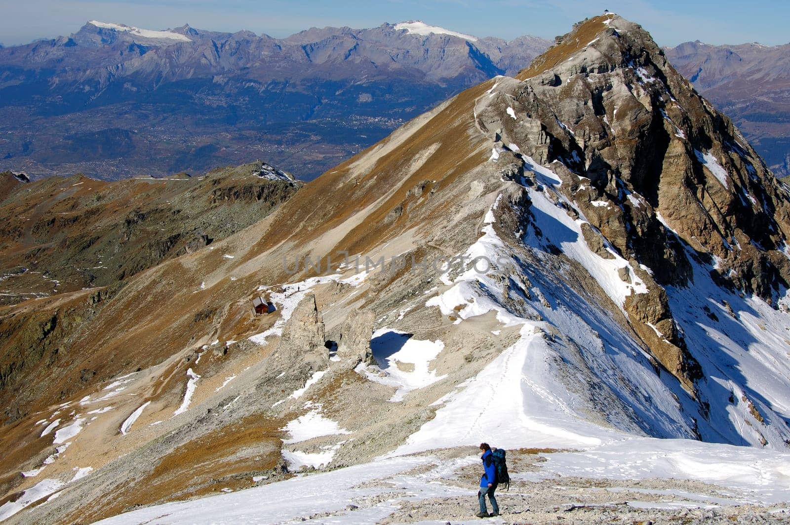Descending to the Rothorn (2998 m) Valais Switzerland