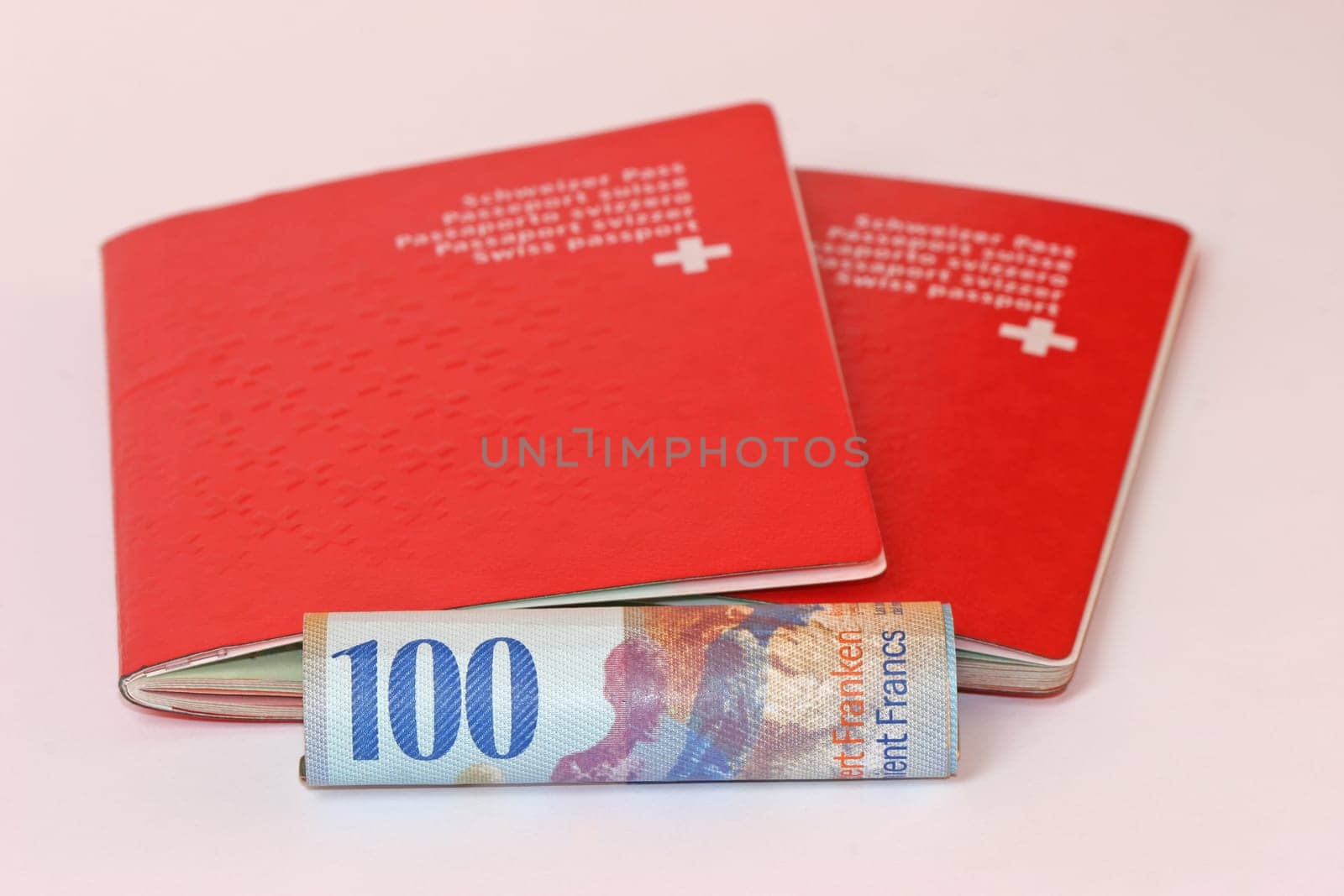 Two Swiss passports and 100 CHF