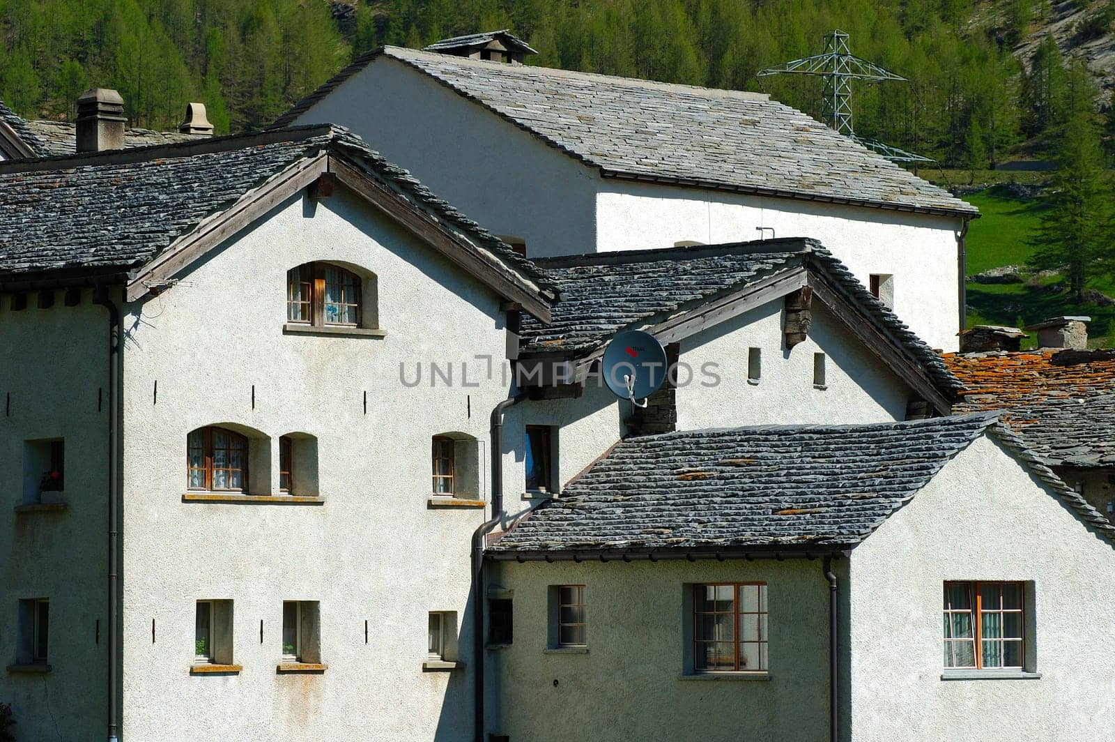 Stone houses,village of Simplon,Valais,Switzerland