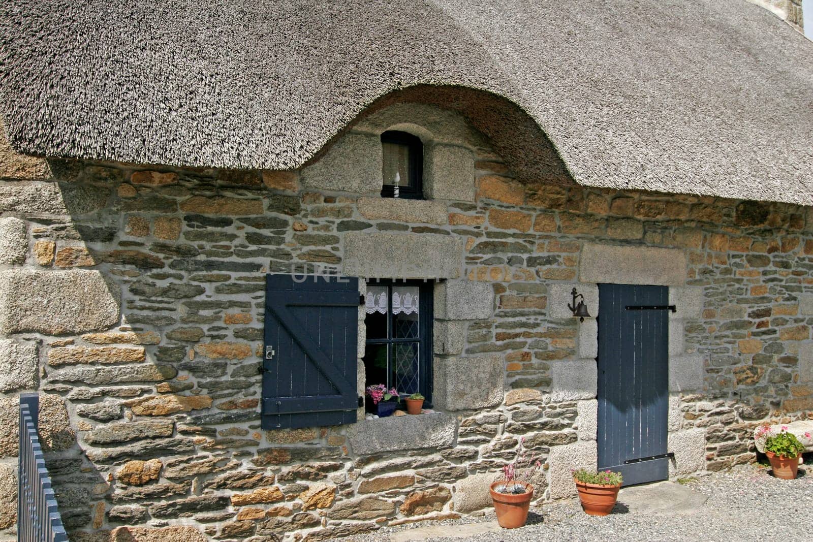 near Nevez,Brittany,house with thatched roof