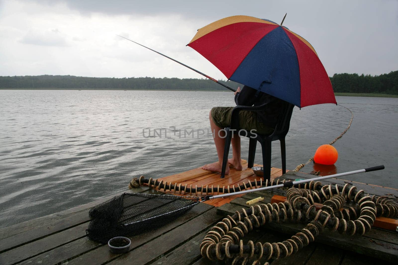 Fishing in the rain