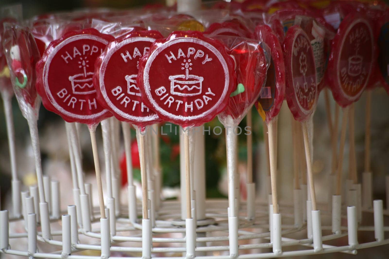 Sales display with birthday lollies