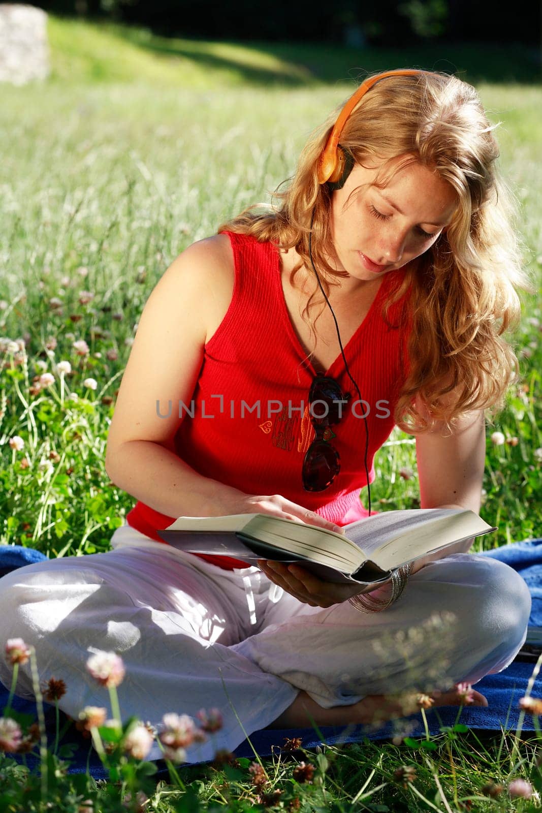 Student with book and headphones II