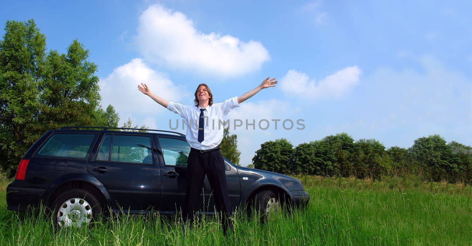 Businessman takes a break