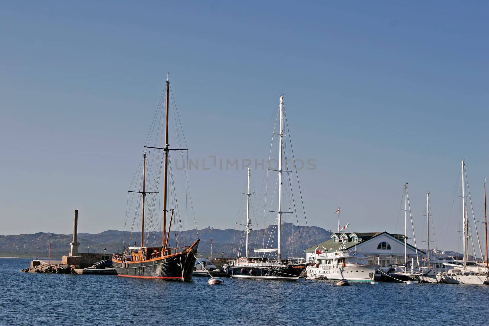 Porto Rotondo,At the port,sailing ship
