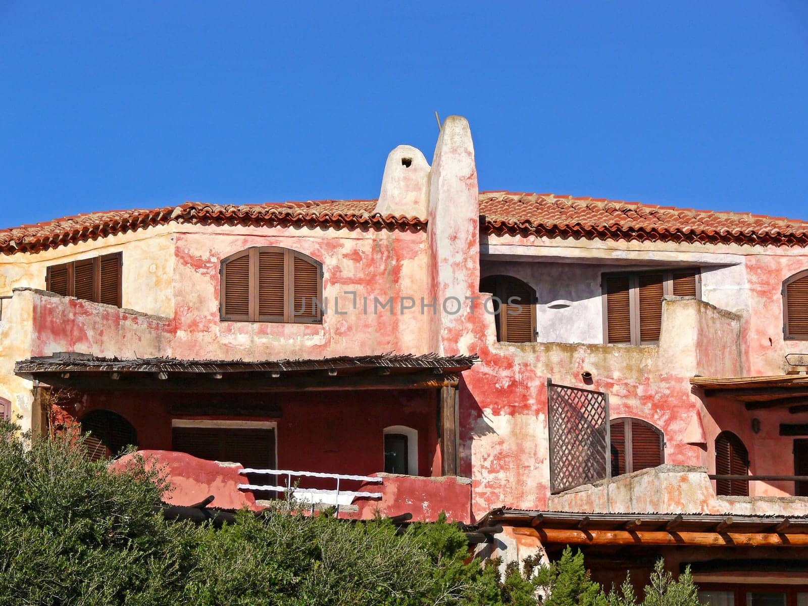 Porto Cervo,Costa Smeralda,houses in pastel colors,pastel shades