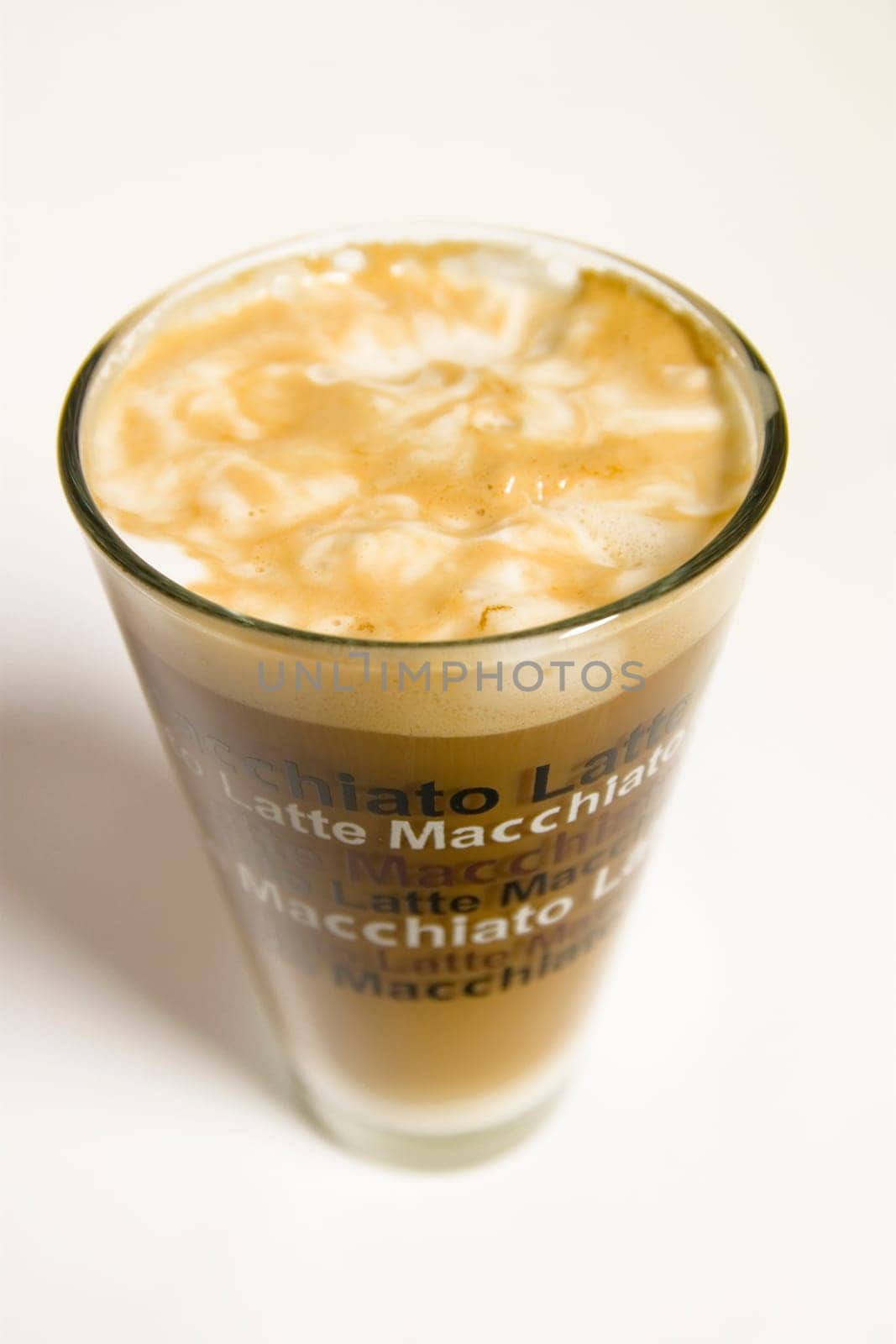 Latte macchiato in a glass