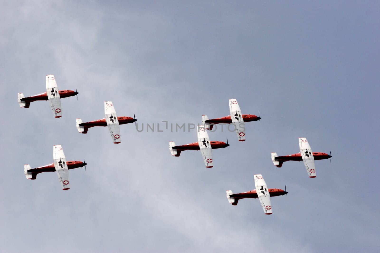 PC-7 Team  After initial beginnings in 1987,the PC-7 Team was founded on the occasion of the 75th anniversary of the Swiss Air Force. It consists of 9 PC-7 aircraft and can be seen mainly in Switzerland and nearby countries. Last years