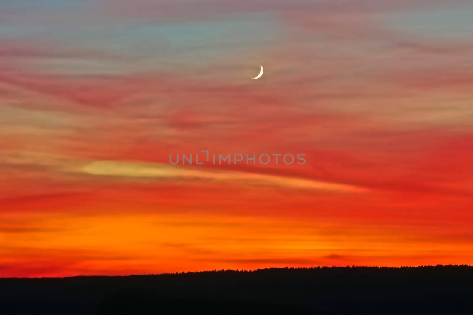 Evening mood,evening sky after sunset,clouds,Hagen am Teutoburger Wald,Osnabrücker Land